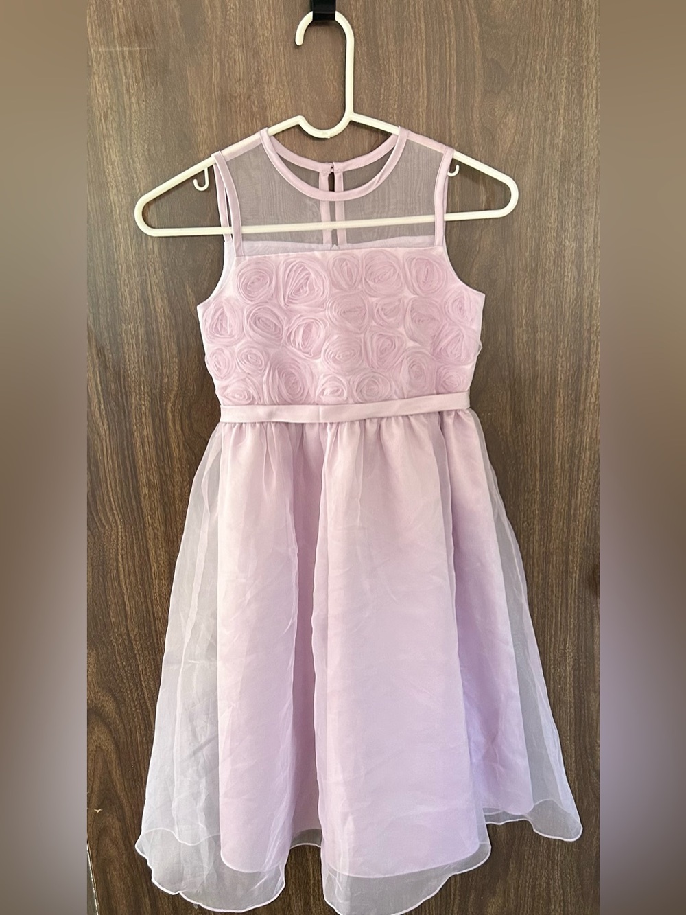 US Angels Light Purple Satin Rosette Tulle Sash Special Occasion Dress Size 8